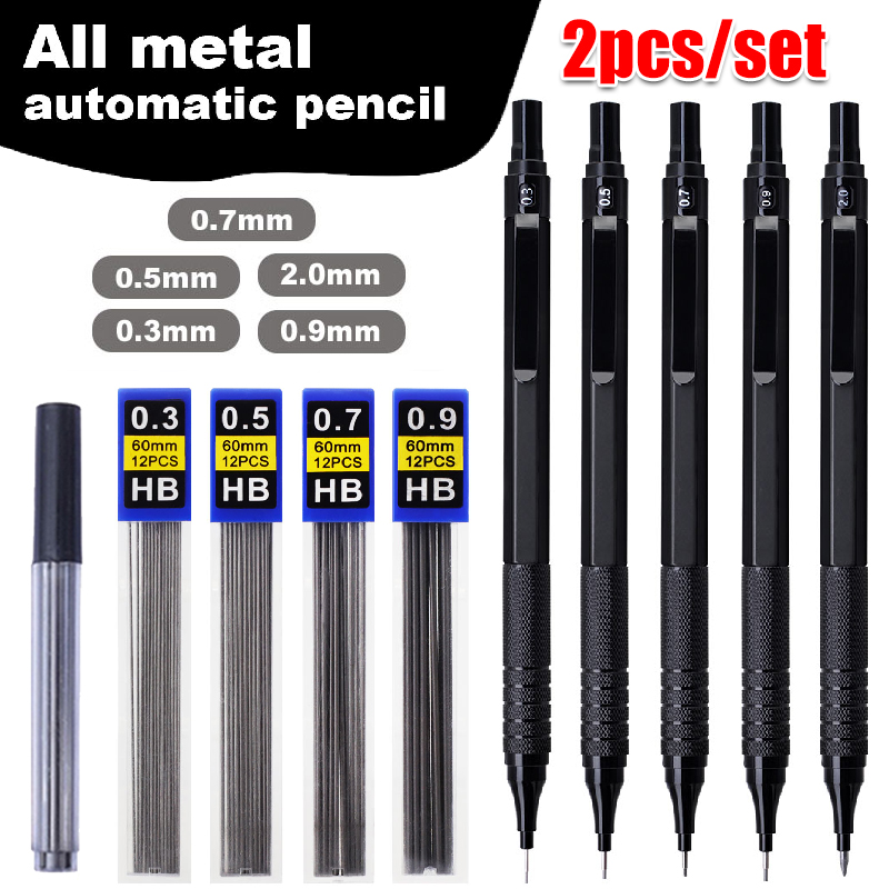 Mechanical Pencil 0.3 - Czarny metalowy ołówek mechaniczny o niskim