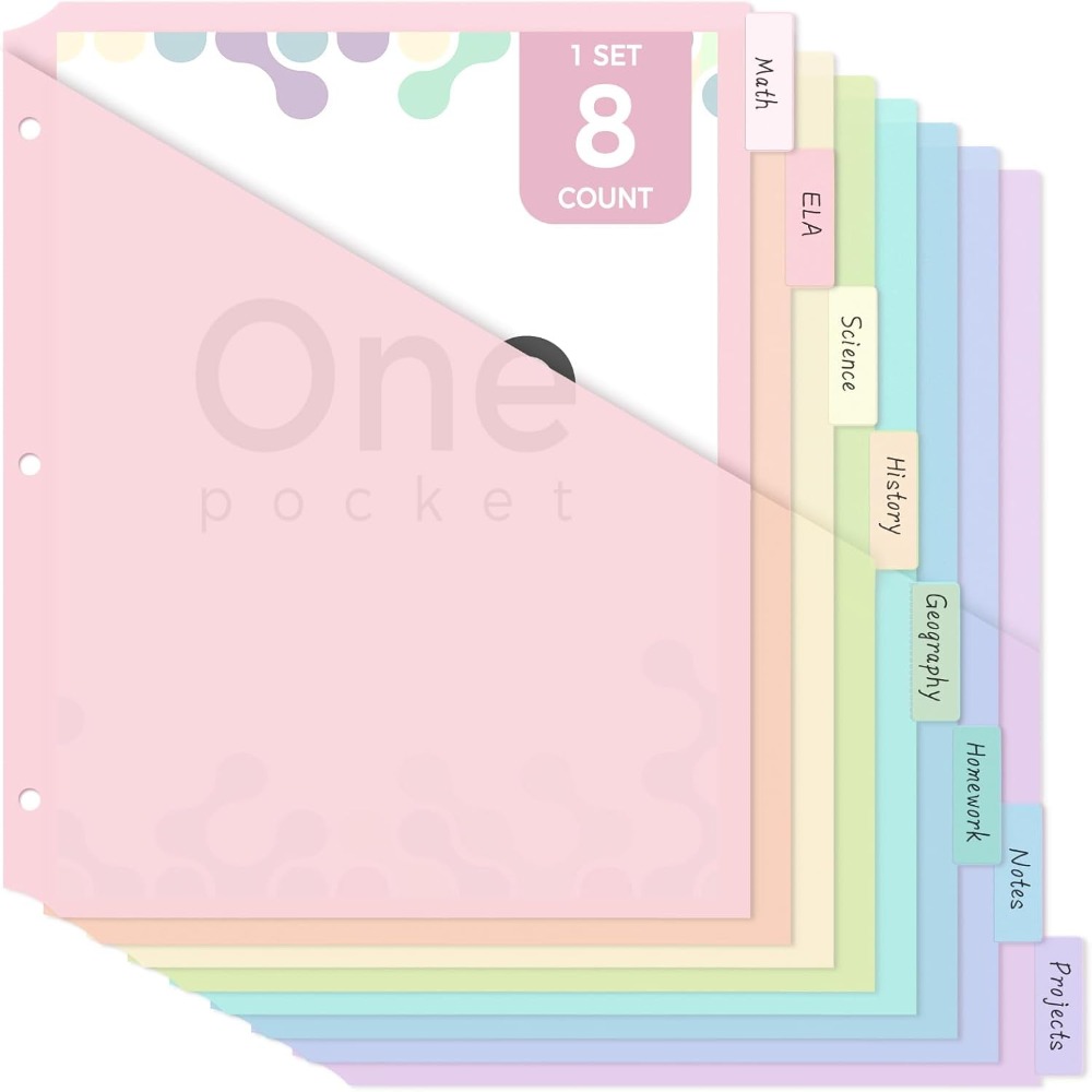 8 szt. Pastelowe przegródki do – Tab Divider A4 recenzja i cena